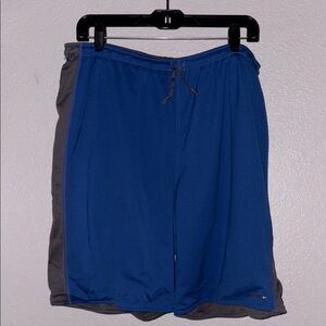 Nike Gray and Blue Athletic Shorts with Layered Design